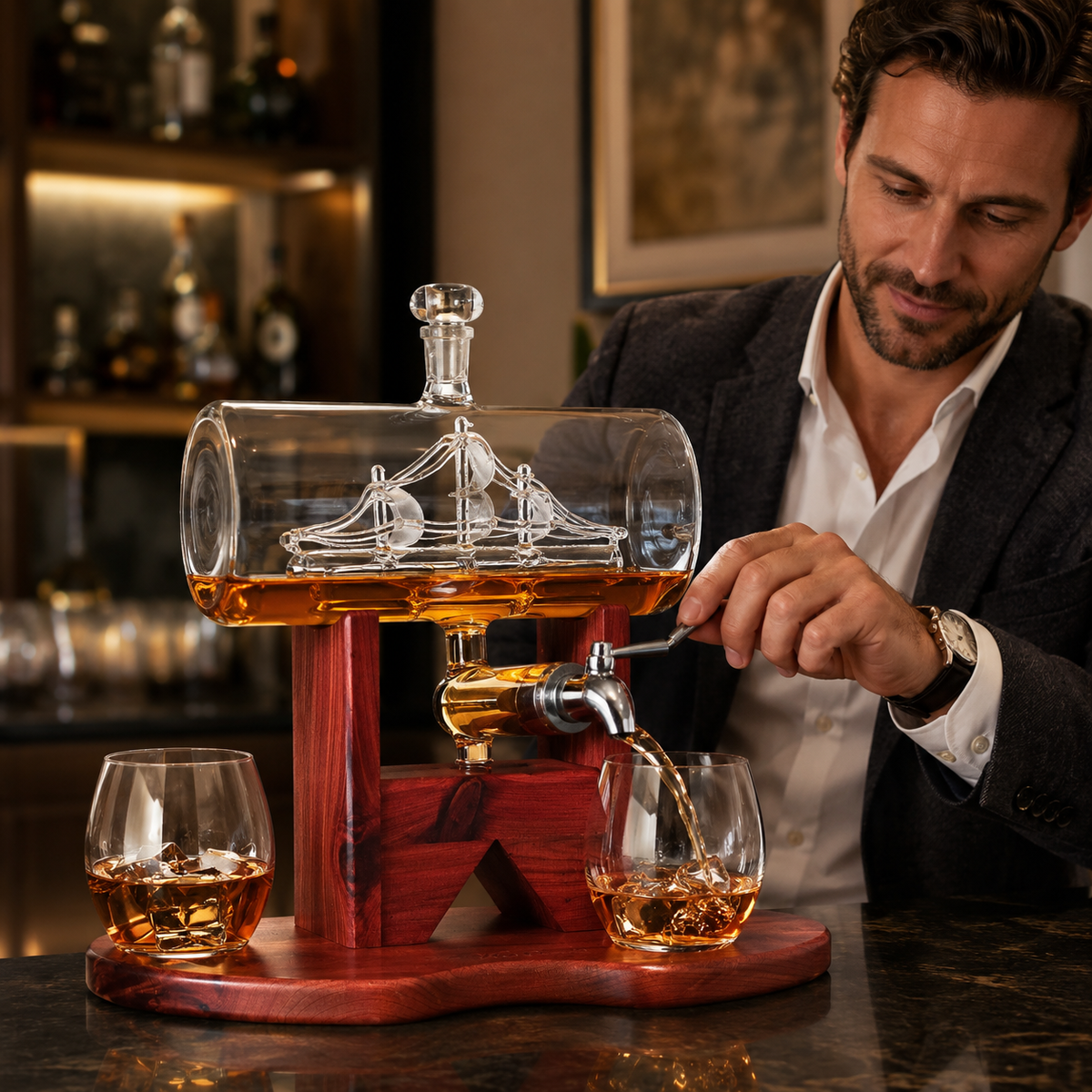 Ship Whiskey Decanter Set