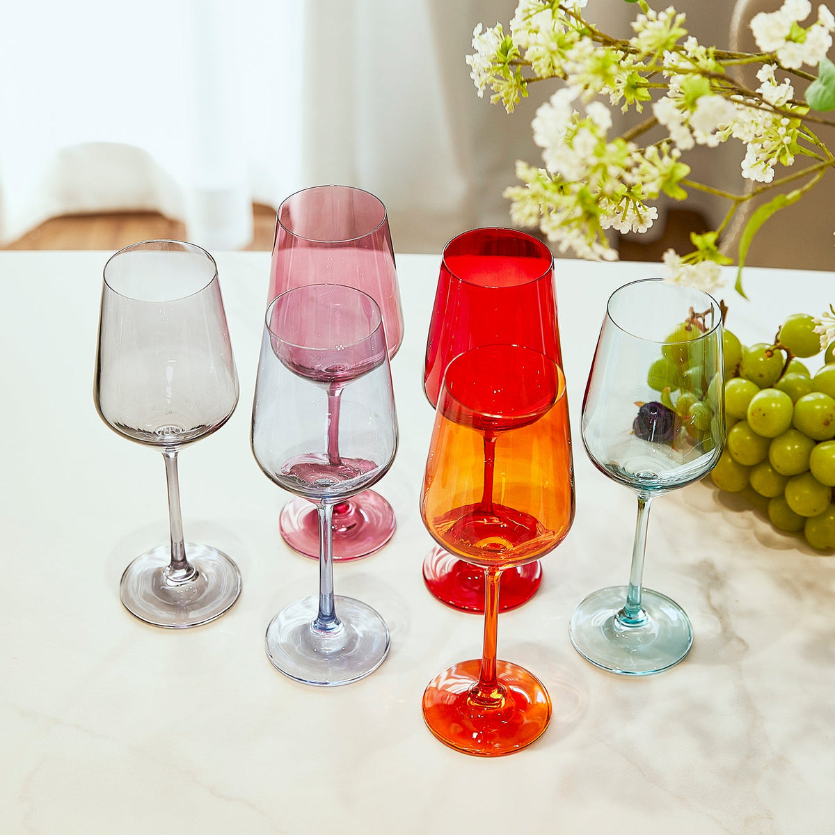 Colored Wine Glasses, Set of 6