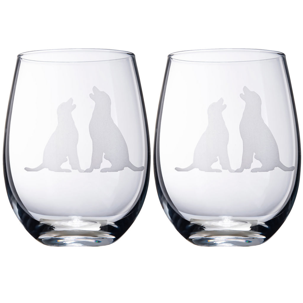 Labrador Stemless Wine Glasses, Set of 2