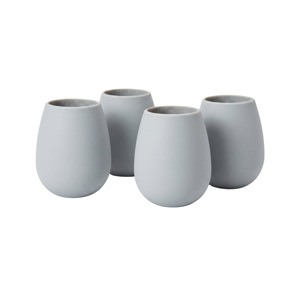 Unbreakable Silicone Stemless Wine Cups, Set of 4, White