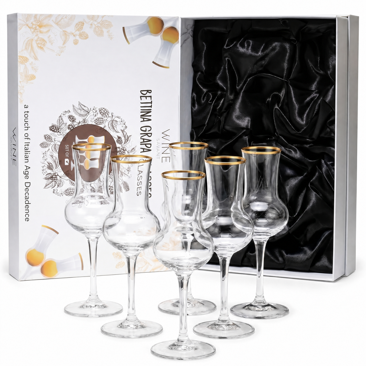 Crystal Grappa Glasses, 3 oz, Set of 6