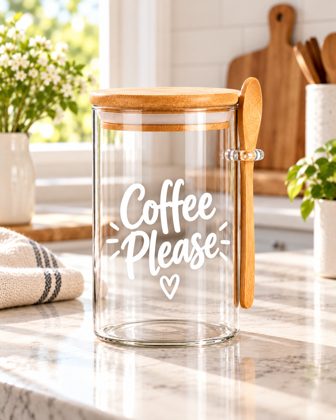 Coffee Please Glass Kitchen Jar