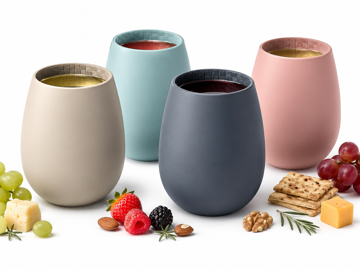 Unbreakable Silicone Stemless Wine Cups, Set of 4, Multicolor