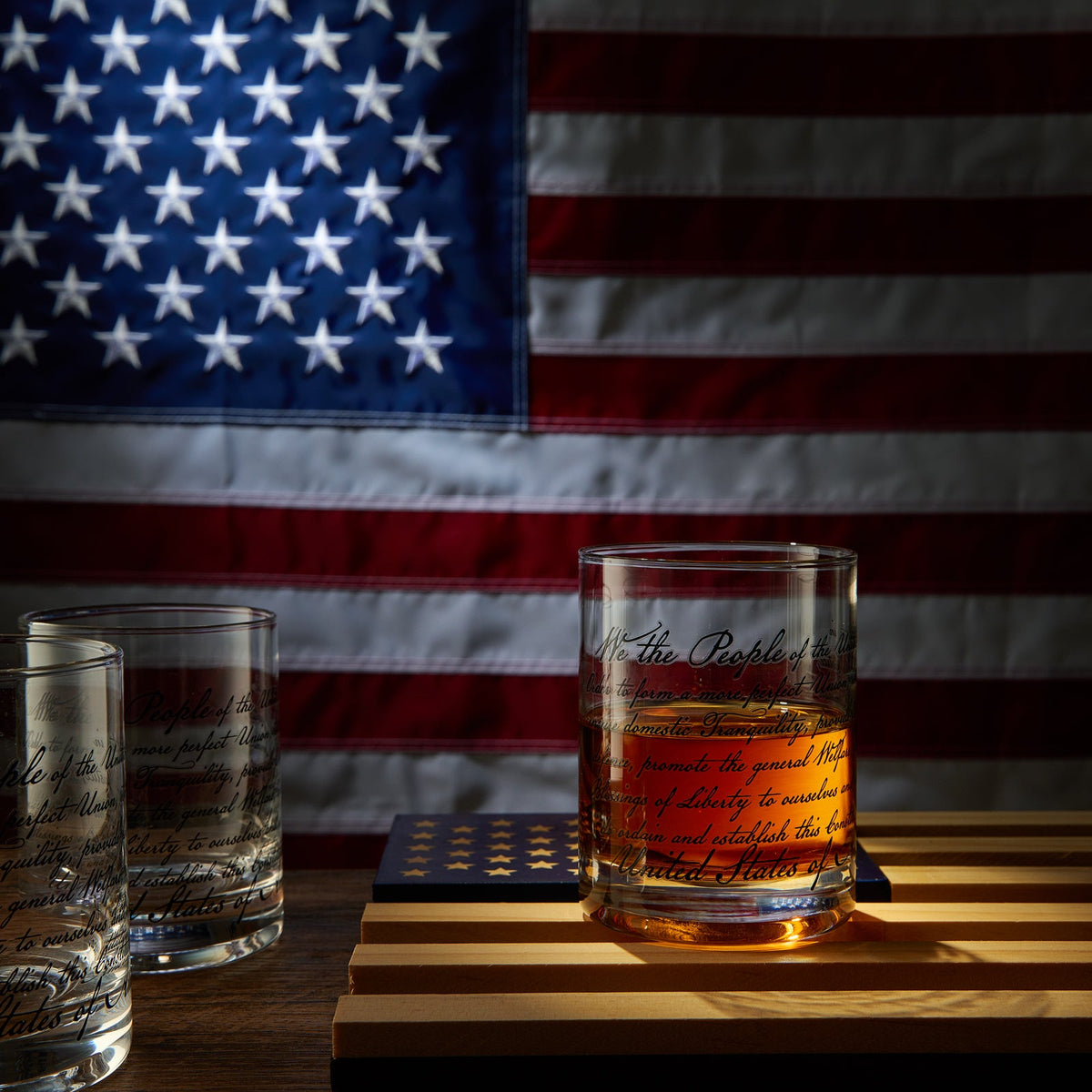 American Flag Old-Fashioned Whiskey Glasses, Set of 4