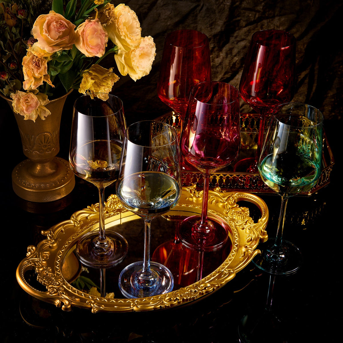 Colored Wine Glasses, Set of 6