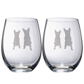 Boston Terrier Stemless Wine Glasses, Set of 2