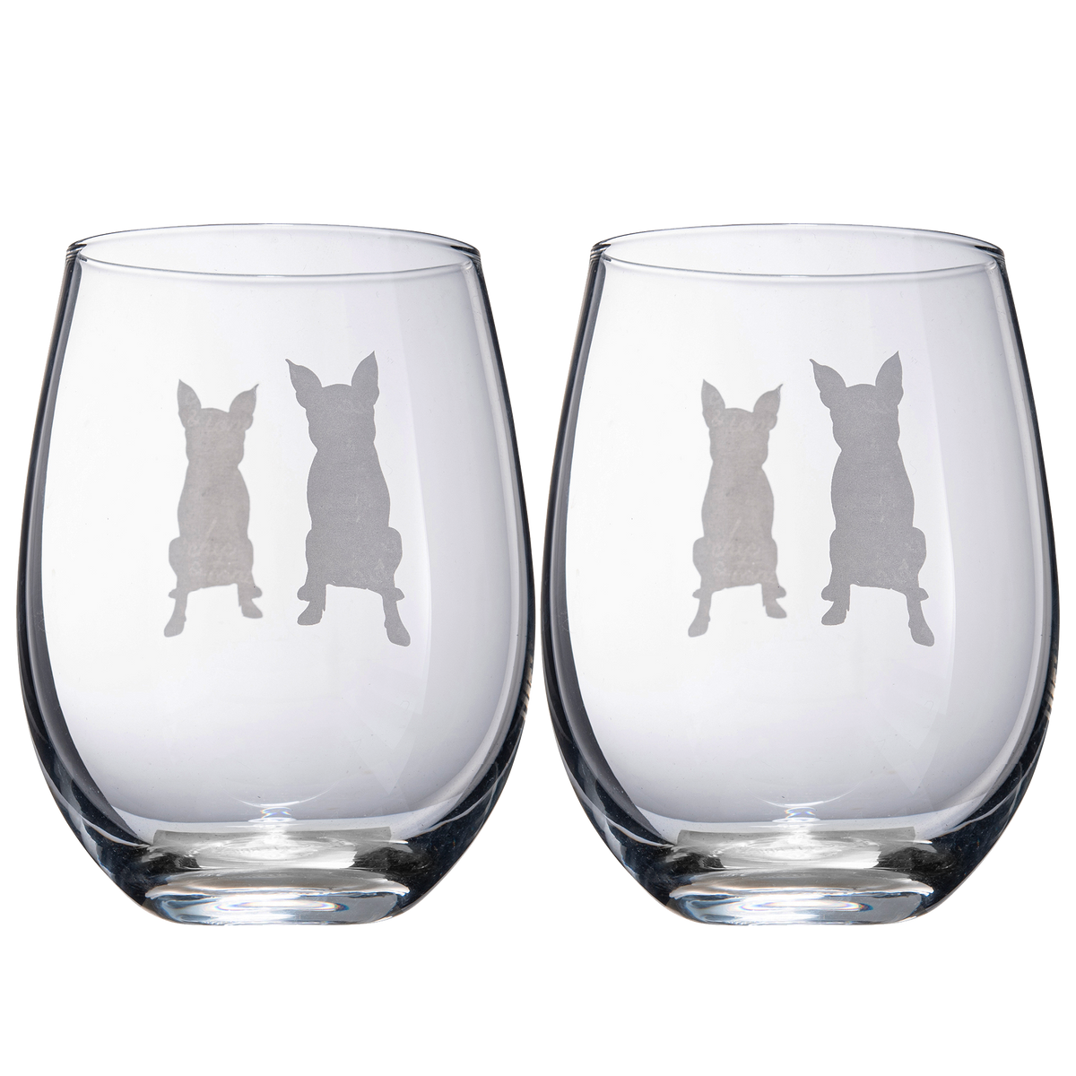 Boston Terrier Stemless Wine Glasses, Set of 2