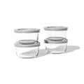 Round Glass Storage Set with Lids, 8 Piece (1 Cup), Grey