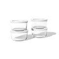 Round Glass Storage Set with Lids, 8 Piece (7 oz), White