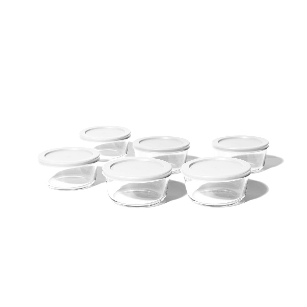 Round Glass Storage Set with Lids, 12 Piece (2 Cup), White