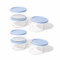Round Glass Storage Set with Lids, 12 Piece (2 Cup), Lavender Blue