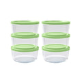 Round Glass Storage Set with Lids, 12 Piece (4 Cup), Pistachio