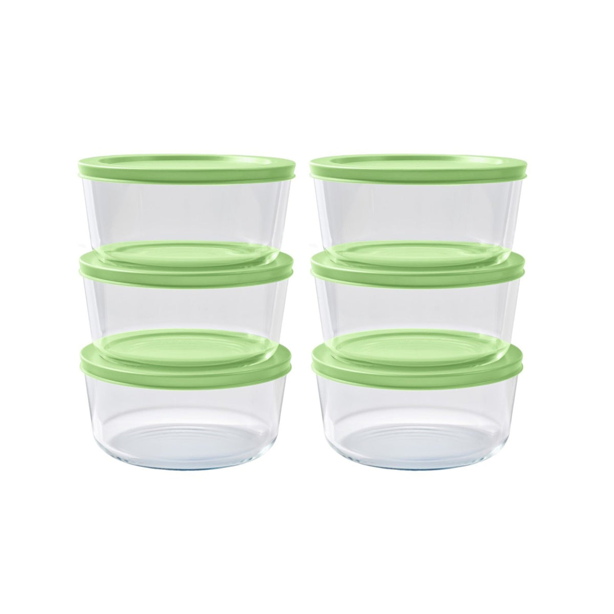 Round Glass Storage Set with Lids, 12 Piece (4 Cup), Pistachio