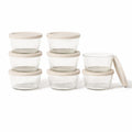 Round Glass Storage Set with Lids, 16 Piece (1 Cup), Warm Beige