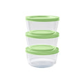 Round Glass Storage Set with Lids, 6 Piece (2 Cup), Pistachio