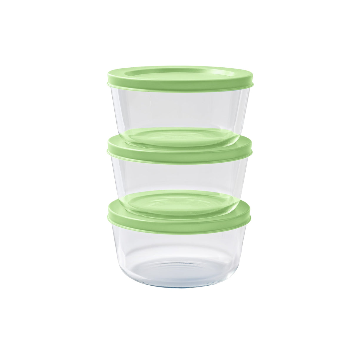 Round Glass Storage Set with Lids, 6 Piece (2 Cup), Pistachio
