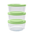 Round Glass Storage Set with Lids, 6 Piece (4 Cup), Pistachio