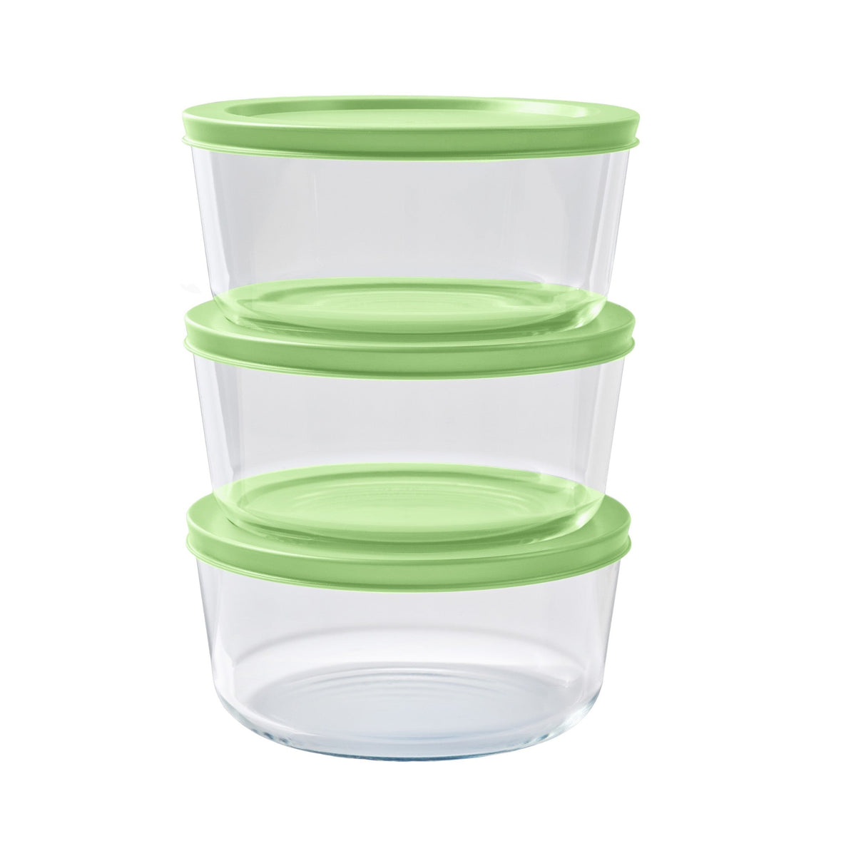Round Glass Storage Set with Lids, 6 Piece (4 Cup), Pistachio