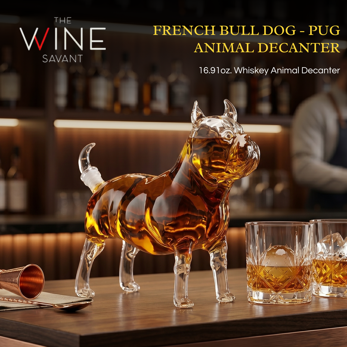 Pug Whiskey and Wine Decanter