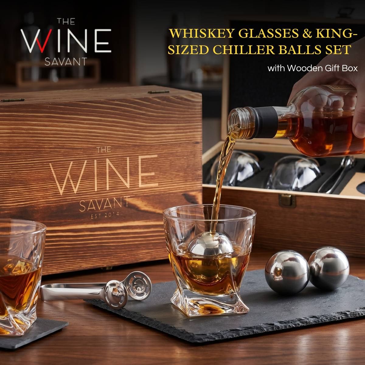 Whiskey Stones and Glasses Gift Set