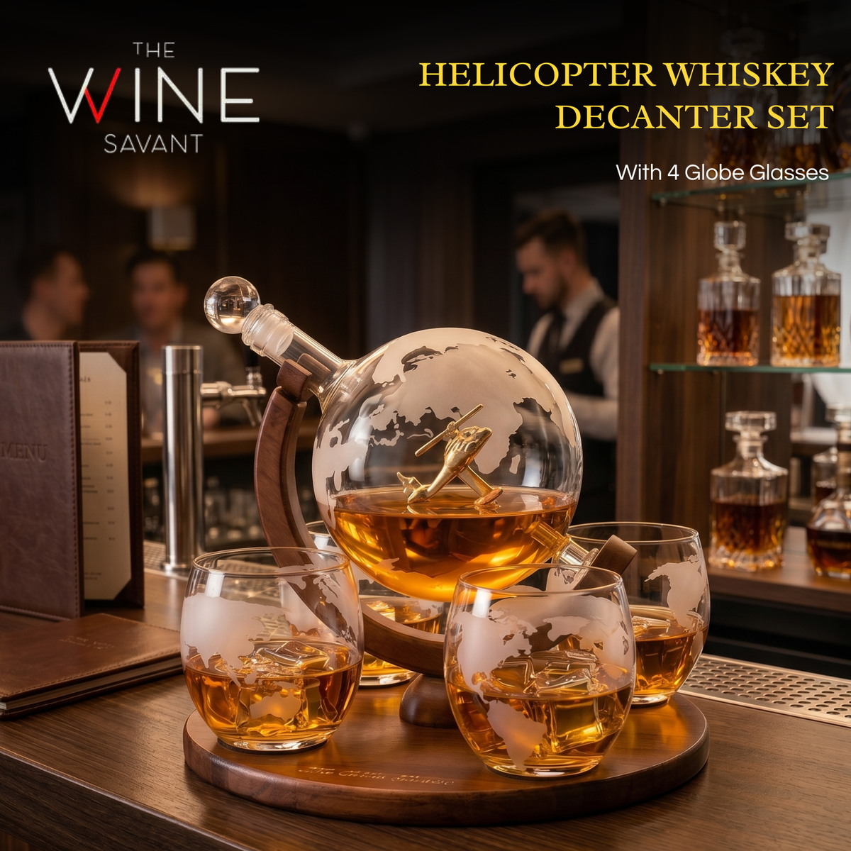 Helicopter Whiskey Decanter Gift Set