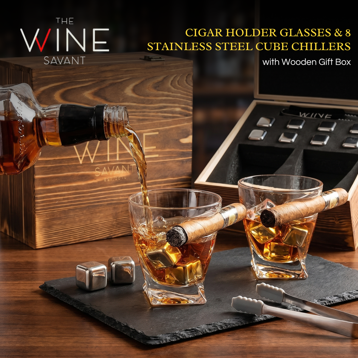 Cigar Whiskey Glasses Gift Set