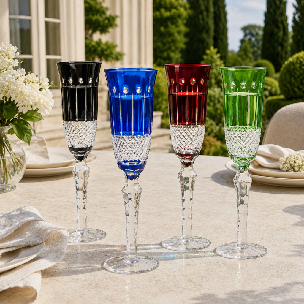 Multicolor Crystal Flutes, Set of 4
