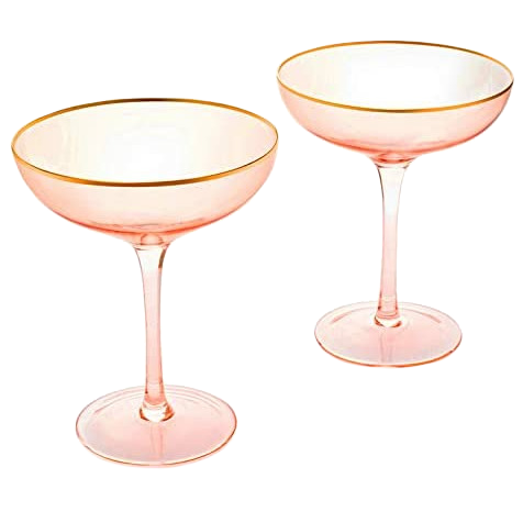 Pink-Rim Martini Glasses