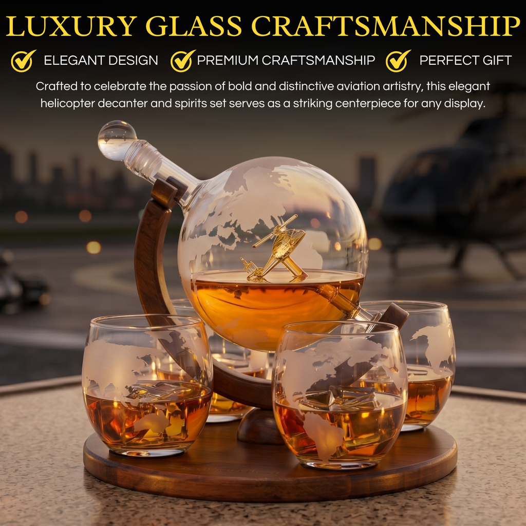 Helicopter Whiskey Decanter Gift Set