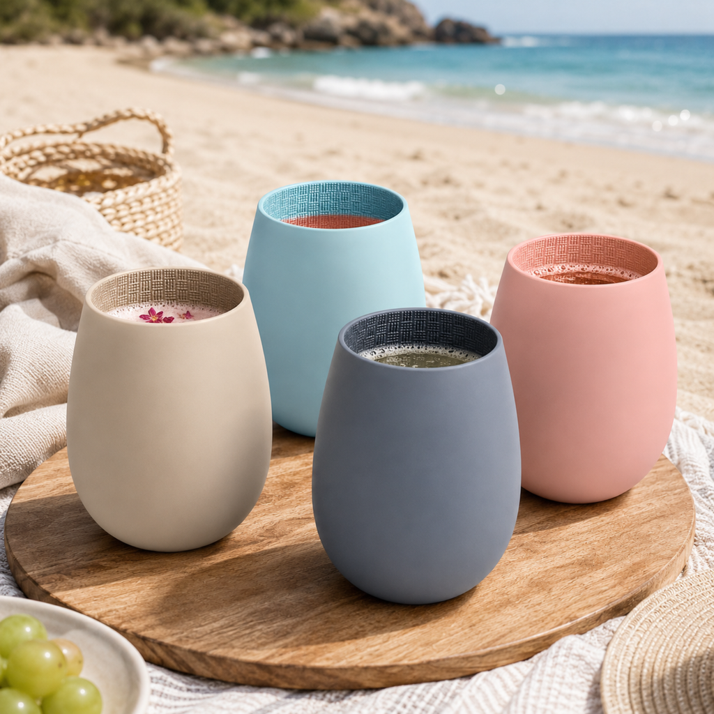 Pastel Silicone Wine Glasses, 12 oz, Set of 4