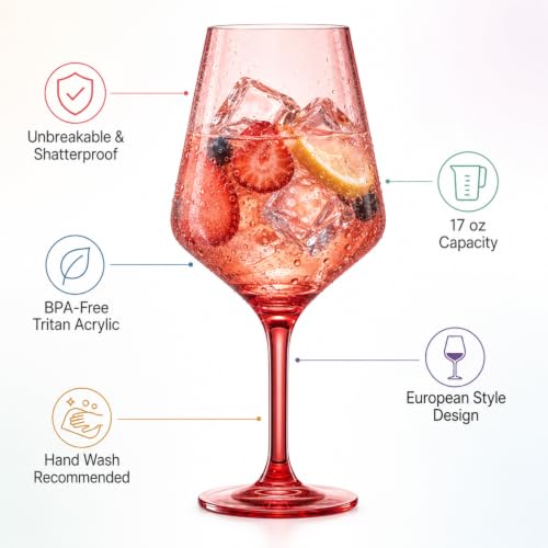 Unbreakable Stemmed Wine Glasses, Set of 12