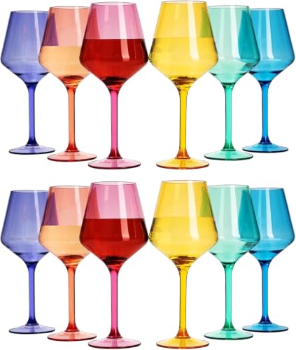 Unbreakable Stemmed Wine Glasses, Set of 12