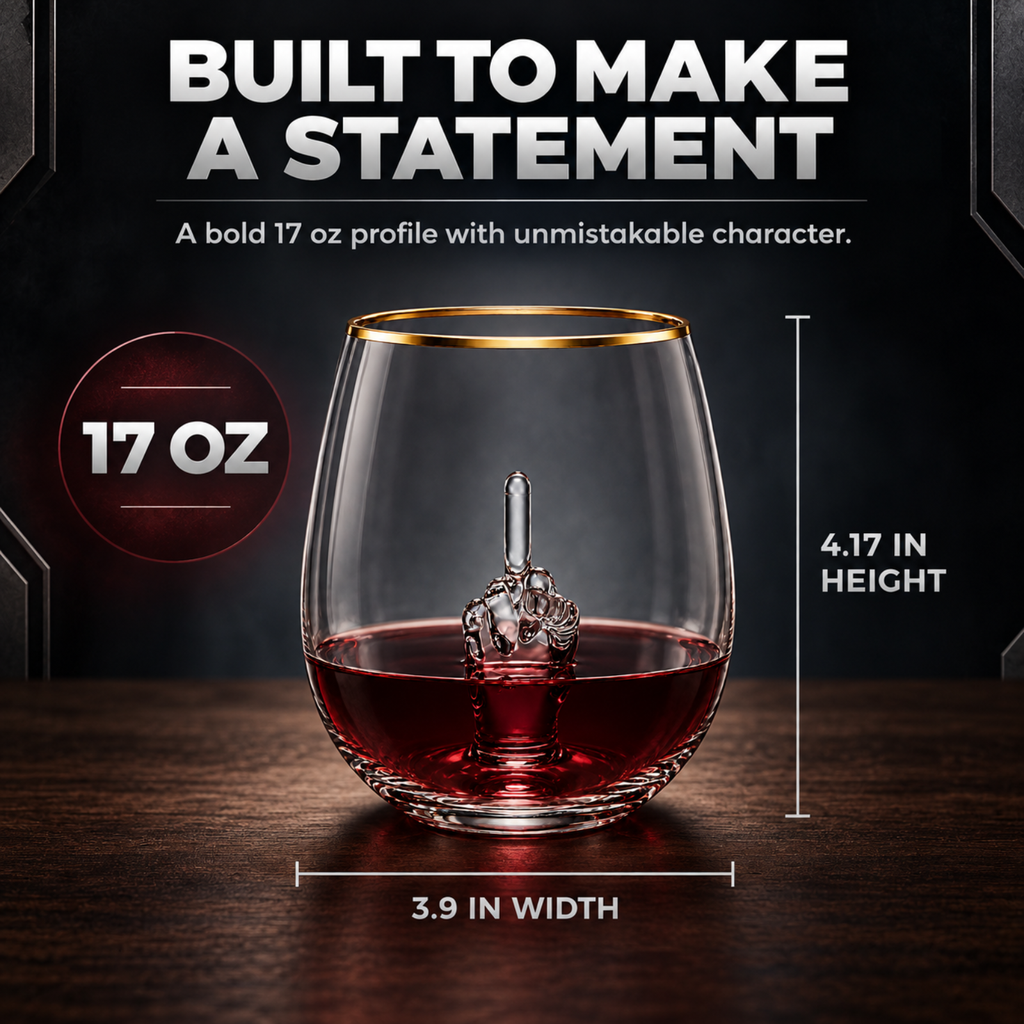 Middle Finger Stemless Wine Glass