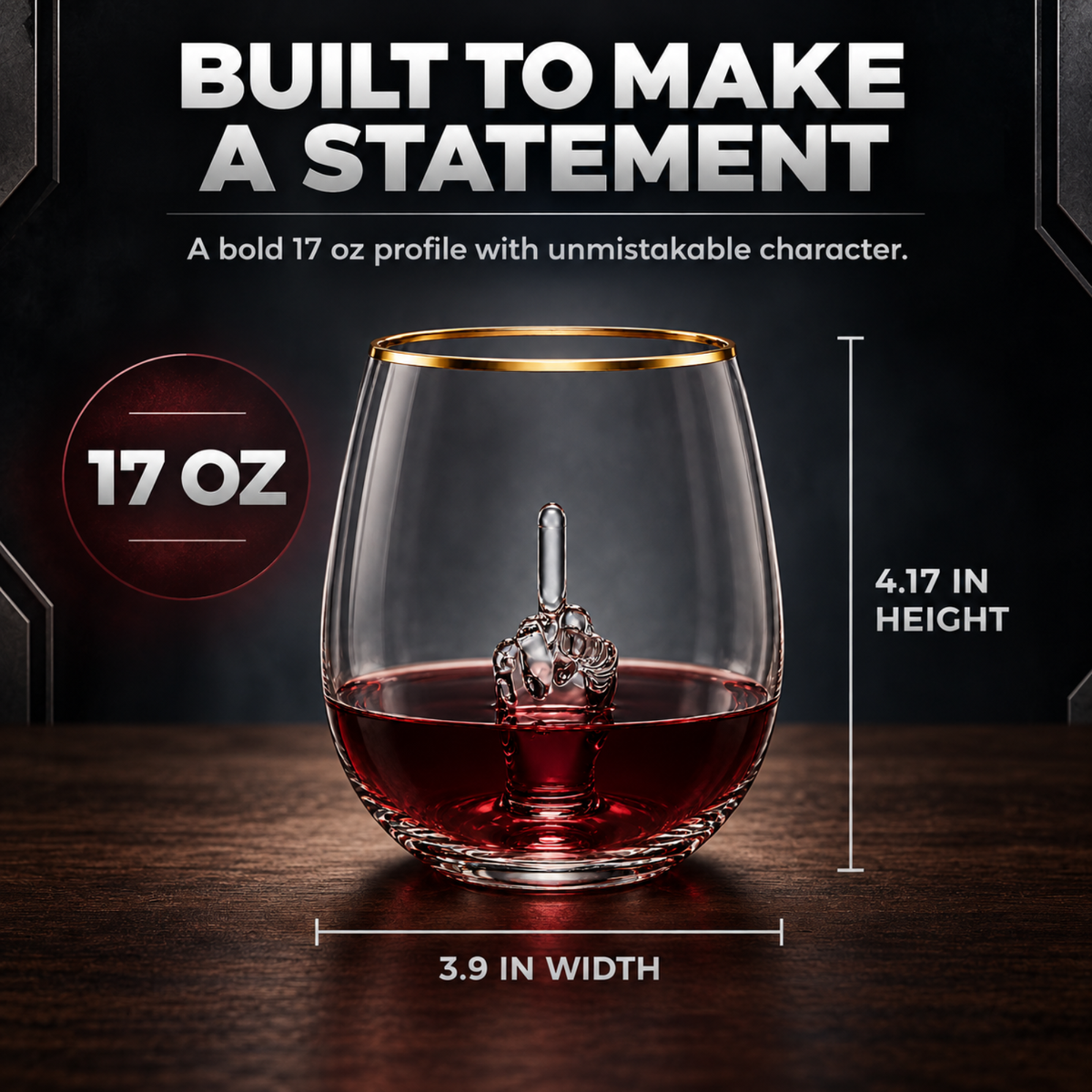 Middle Finger Stemless Wine Glass