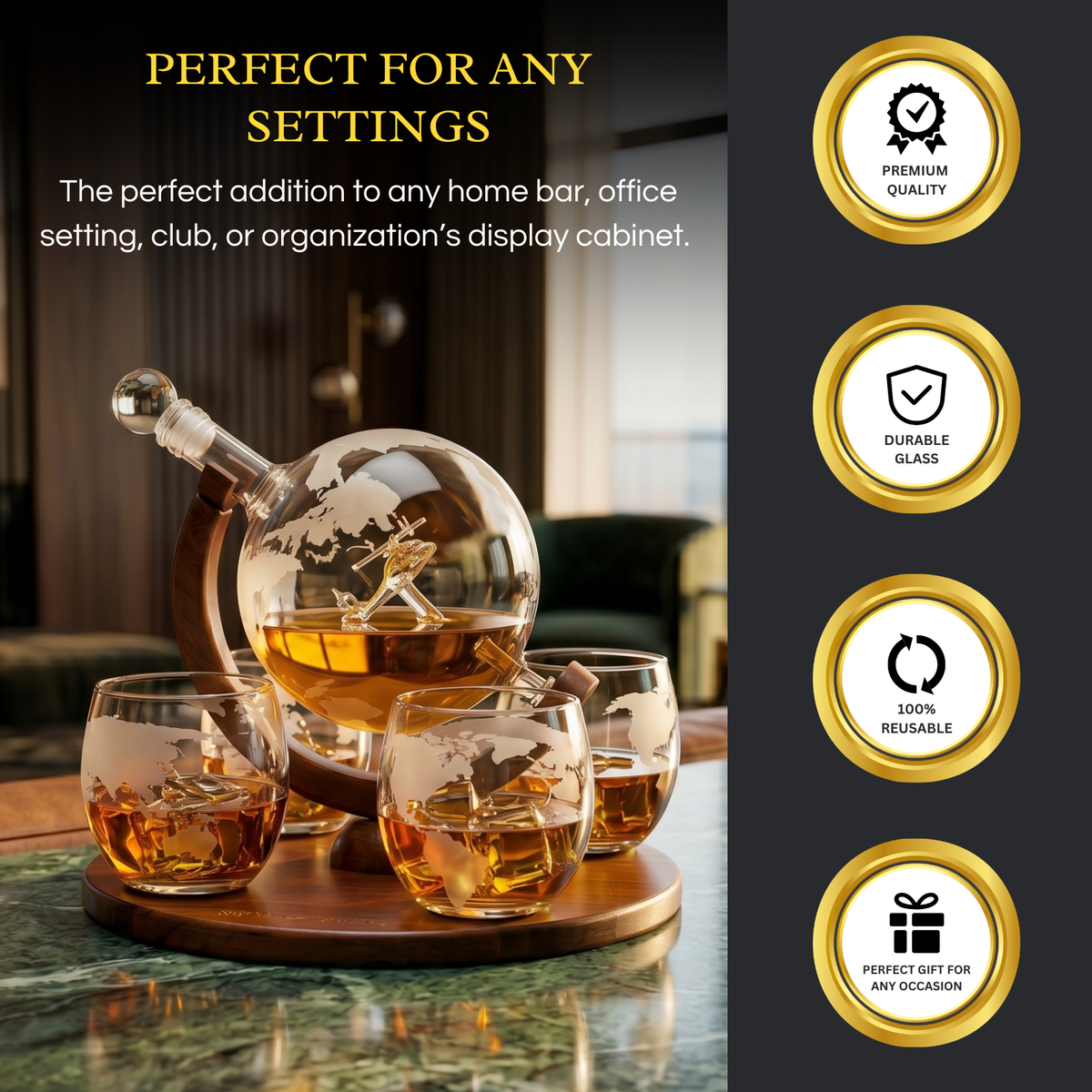 Helicopter Whiskey Decanter Gift Set