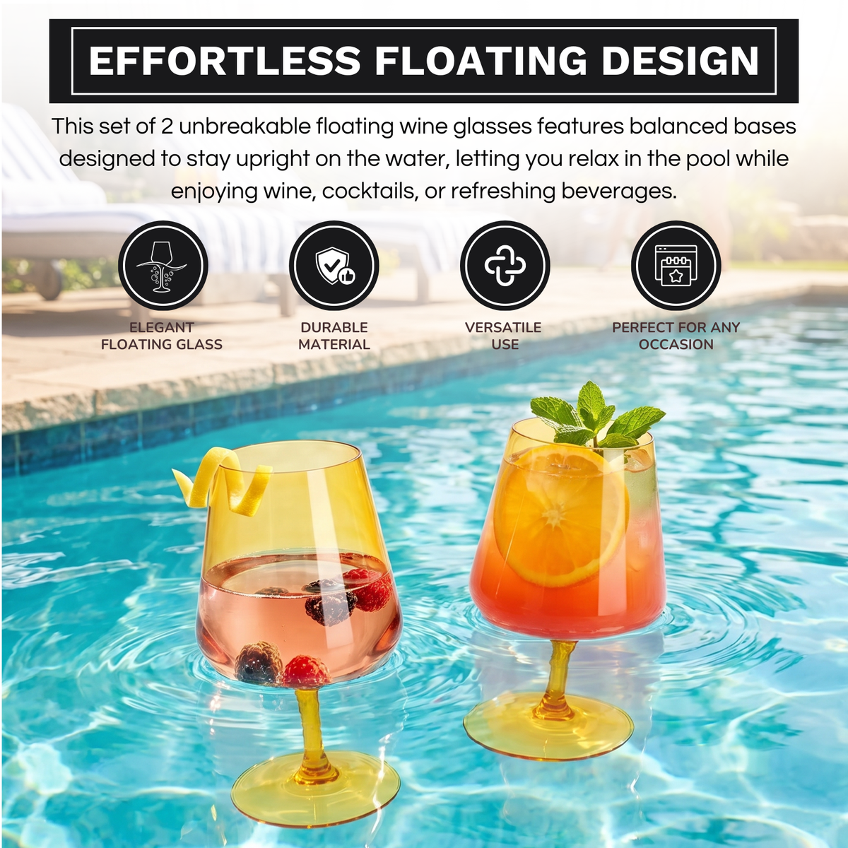 Acrylic Colored Wine Glasses, Set of 2