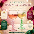 Christmas Tree Crystal Wine Glass, Gold Rim, 12 oz