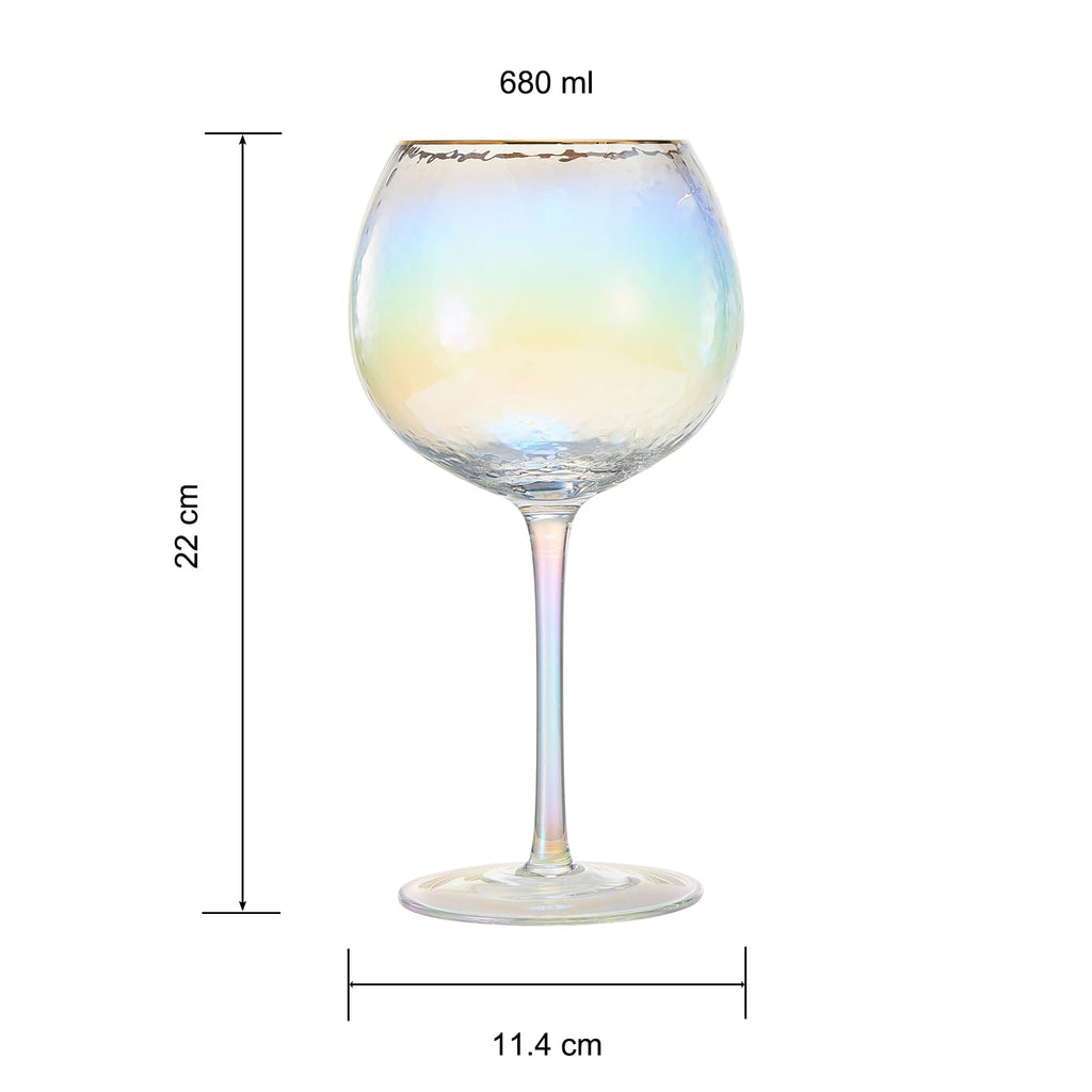 Iridescent Gold-Rim Wine Glasses, Set of 2