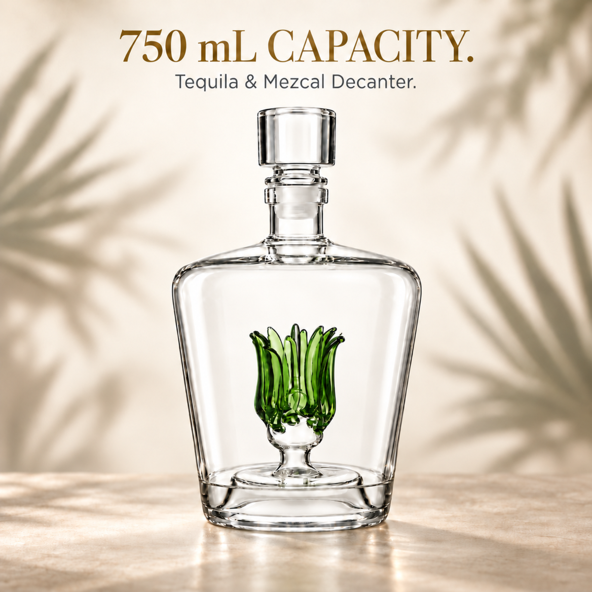 Tequila Decanter with Agave Plant