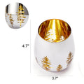 Christmas Tree Stemless Wine Glasses, Gold Etched, Set of 2
