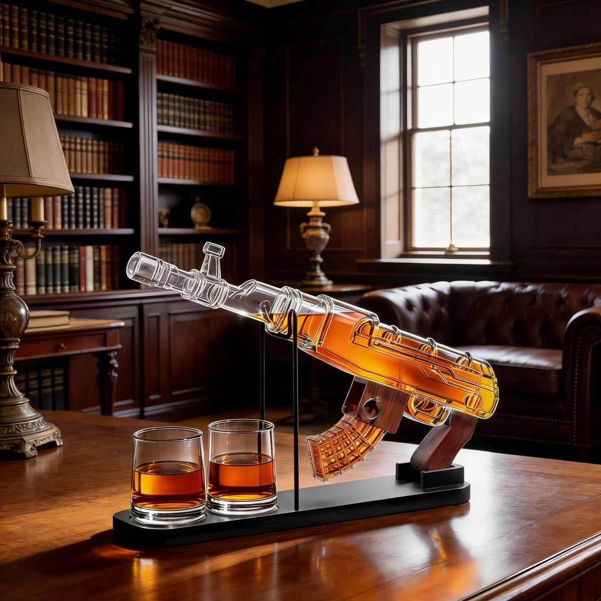 Gun Decanter Set with Bullet Shot Glasses, Gift for Men