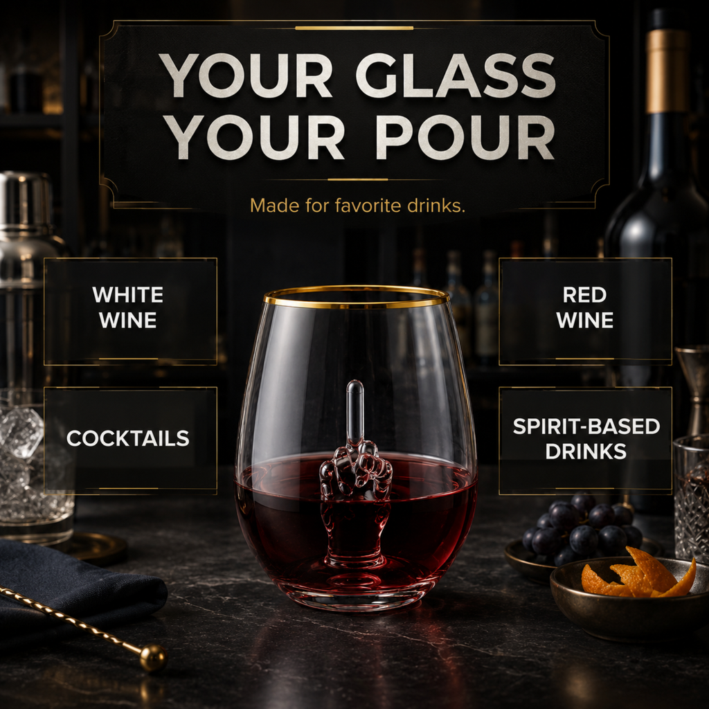 Middle Finger Stemless Wine Glass