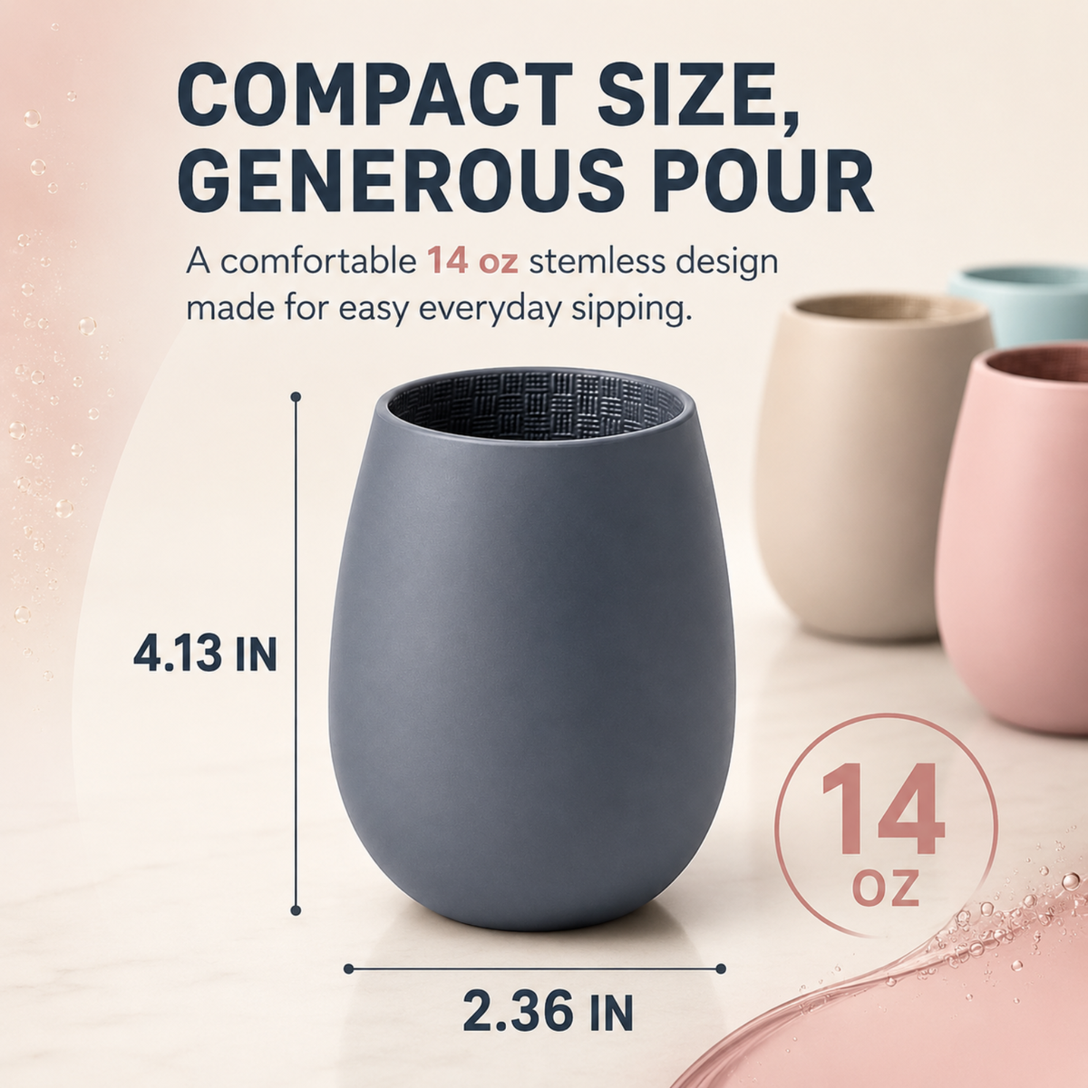 Pastel Silicone Wine Glasses, 12 oz, Set of 4
