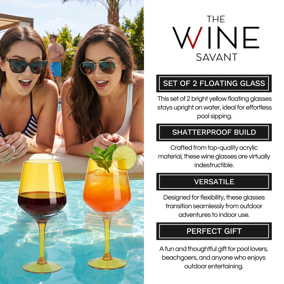 Acrylic Colored Wine Glasses, Set of 2