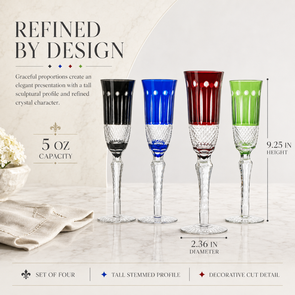Multicolor Crystal Flutes, Set of 4