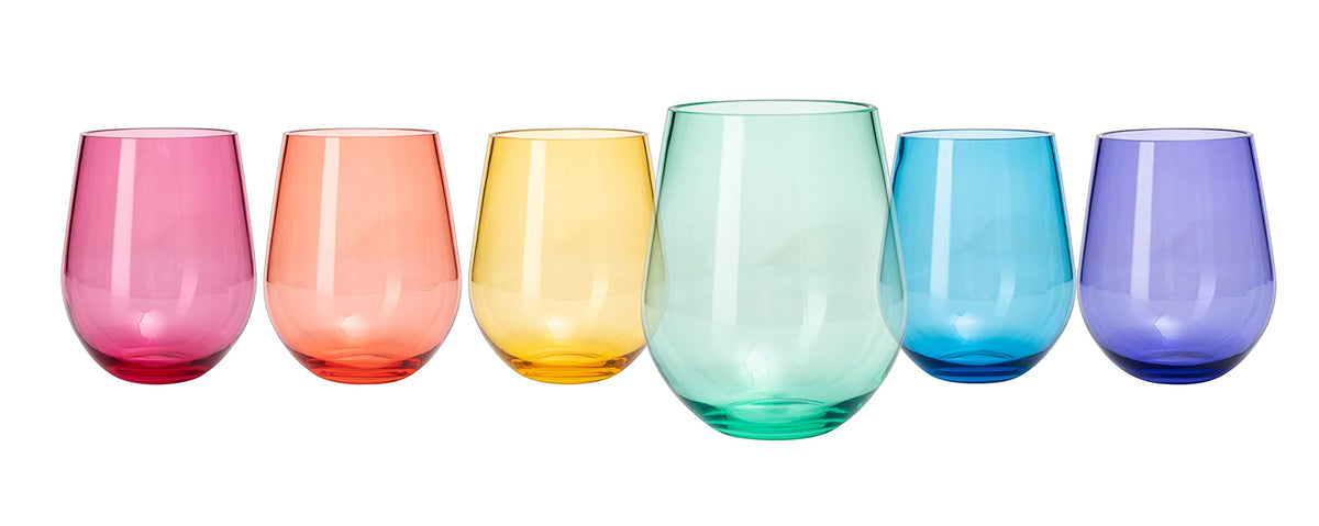 European-Style Acrylic Stemmed Wine Glasses, Muted Colors