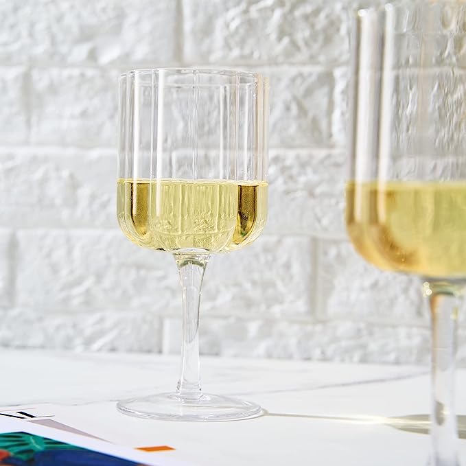 Flower Vintage Wine Glasses, 13 oz, Set of 2, Clear
