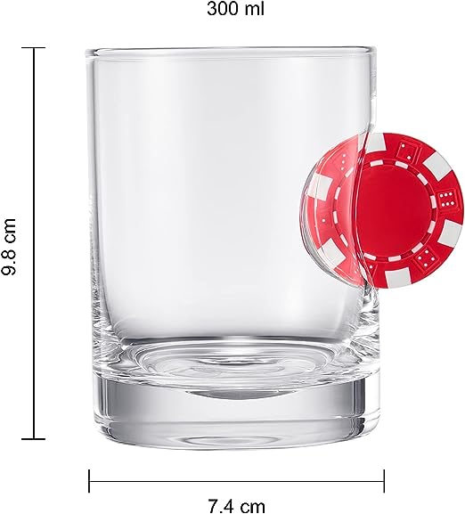Poker Chip Whiskey Glasses, Set of 2