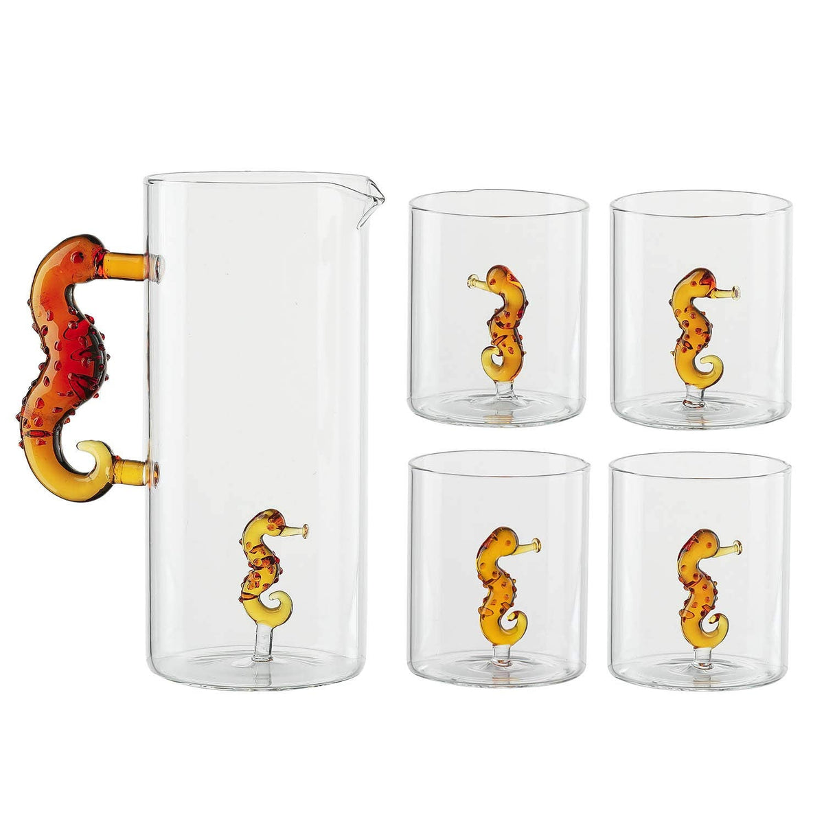 Sea Horse Pitcher and Glasses