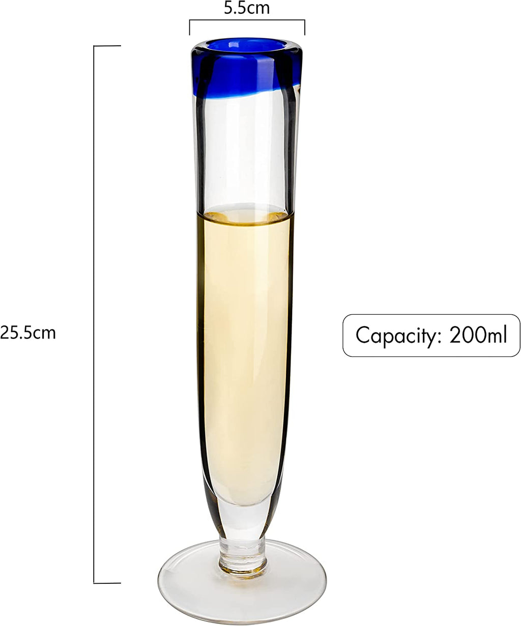 Cobalt-Rim Champagne Flutes, Set of 4